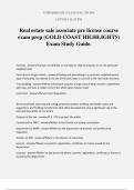 Real estate sale associate pre license course exam prep (GOLD COAST HIGHLIGHTS) Exam Study Guide.