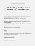 ASCP Hematology: Hematopoiesis Exam Questions And Answers 100% Pass