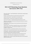 MLS ASCP Hematology Exam Questions And Answers 100% Pass