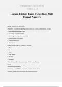 Human Biology Exam 1 Questions With Correct Answers