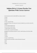 Indiana Driver's License Practice Test Questions With Correct Answers