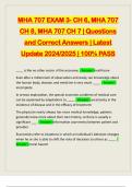 MHA 707 EXAM 3- CH 6, MHA 707 CH 8, MHA 707 CH 7 | Questions and Correct Answers | Latest Update 2024/2025 | 100% PASS