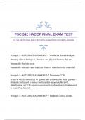 FSC 342 HACCP FINAL EXAM TEST WITH GUARANTEED ACCURATE ANSWERS