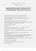 Inpatient Obstetrical Certification NCC Exam Questions With Correct Answers