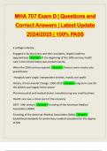 MHA 707 Exam D | Questions and Correct Answers | Latest Update 2024/2025 | 100% PASS