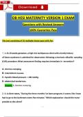 2024 HESI OB Maternity Version 1 Exam Questions and Verified Answers, 100% Guarantee Pass 