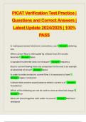 PICAT Verification Test Practice | Questions and Correct Answers | Latest Update 2024/2025 | 100% PASS