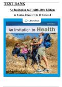 Test Bank for An Invitation to Health 20th Edition by Tunks, ISBN: 9780357728345, All Chapters 1 to 20 Covered, Verified Latest Edition