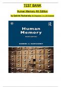 Test Bank For Human Memory 4th Edition by Gabriel Radvansky All 1-18 Chapters Covered ,Latest Edition, ISBN:9780367252922