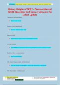 History Origins of WW1- Pearson Edexcel  IGCSE Questions and Correct Answers the  Latest Update