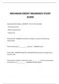  MICHIGAN CREDIT INSURANCE STUDY GUIDE QUESTIONS AND ANSWERS 2024