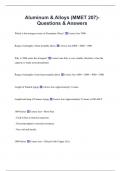 Aluminum & Alloys (MMET 207)-  Questions & Answers 