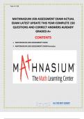 MATHNASIUM JOB ASSESSMENT EXAM ACTUAL EXAM LATEST UPDATE THIS YEAR COMPLETE 150 QUESTIONS AND CORRECT ANSWERS ALREADY GRADED A+