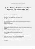 Jordan Driving School Practice Test Exam Questions And Answers 100% Pass.