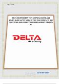 DELTA ACHIEVEMENT TEST 2 ACTUAL EXAMS AND STUDY GUIDE LATEST UPDATE THIS YEAR COMPLETE 400 QUESTIONS AND CORRECT ANSWERS ALREADY GRADED A+