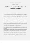 NC Personal Lines Exam Questions And Answers 100% Pass