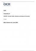 OCR A Level Chemistry A H432/01 JUNE 2024 MARK SCHEME: Periodic table, elements and physical chemistry