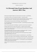 LA Personal Lines Exam Questions And Answers 100% Pass