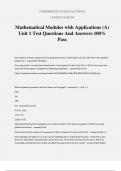 Mathematical Modules with Applications (A) Unit 1 Test Questions And Answers 100% Pass