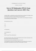 Survey Of Mathematics FINAL Exam Questions And Answers 100% Pass