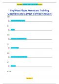 SkyWest Flight Attendant Training Questions and Correct Verified Answers