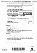 Pearson Edexcel AS Level GCE 8BN0/01 In Biology A Salters Nuffield (8BN0) Paper 01: Lifestyle, Transport, Genes and Health Merged Question Paper + Mark Scheme