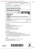 Pearson Edexcel9BI0/01Advanced Level GCE In Biology B (9BI0) Paper 1: Advanced Biochemistry, Microbiology and Genetics Merged Question Paper + Mark Scheme