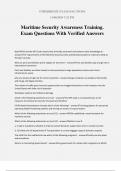 Maritime Security Awareness Training. Exam Questions With Verified Answers