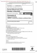 Pearson Edexcel 8EC0/01 GCE AS Level In Economics A (8EC0) Paper 01 Introduction to Markets and Market Failure Merged Question Paper + Mark Scheme