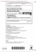 Pearson Edexcel 8EC0/02 GCE AS Level In Economics A (8EC0) Paper 02 The UK Economy – Performance and Policies Merged Question Paper + Mark Scheme