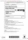 Pearson Edexcel 9ET0/01 Level 3 GCE In English Literature (9ET0) Paper 1: Drama Merged Question Paper + Mark Scheme