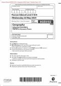 Pearson Edexcel 8GE0/02 GCE In Geography (8GE0) Paper 2: Dynamic Places Merged Question Paper + Mark Scheme