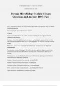 Portage Microbiology Module 6 Exam Questions And Answers 100% Pass