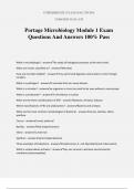 Portage Microbiology Module 1 Exam Questions And Answers 100% Pass