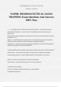 NAPSR- PHARMACEUTICAL SALES TRAINING Exam Questions And Answers 100% Pass