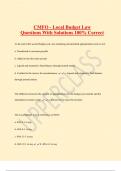 CMFO - Local Budget Law Questions With Solutions 100% Correct