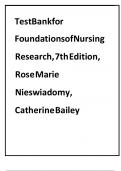 Test Bank - for Foundations of Nursing Research 7th Edition by Rose Marie Nieswiadomy, Catherine Bailey, All Chapters | Complete A+ Guide