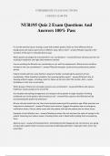 NUR195 Quiz 2 Exam Questions And Answers 100% Pass