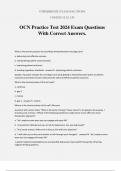 OCN Practice Test 2024 Exam Questions With Correct Answers.