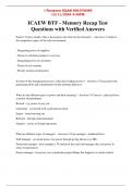 ICAEW BTF - Memory Recap Test Questions with Verified Answers