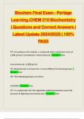 Biochem Final Exam - Portage Learning CHEM 210 Biochemistry | Questions and Correct Answers | Latest Update 2024/2025 | 100% PASS