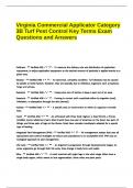 Virginia Commercial Applicator Category 3B Turf Pest Control Key Terms Exam Questions and Answers.