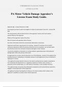 PA Motor Vehicle Damage Appraiser's License Exam Study Guide.