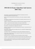 PSYCH 111 Exam 1 Questions And Answers 100% Pass