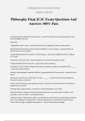 Philosophy Final JCJC Exam Questions And Answers 100% Pass