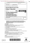 Pearson Edexcel 8FM0/21 GCE Advanced Subsidiary Level Further Mathematics (8FM0) Paper 21 Further Pure Mathematics 1 Merged Question Paper + Mark Scheme