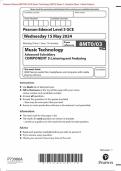 Pearson Edexcel 8MT0/03 GCE Music Technology (8MT0) Paper 3: Listening and Analysing Merged Question Paper + Mark Scheme