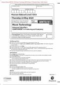 Pearson Edexcel 8MT0/41 GCE Music Technology (8MT0) Paper 4: Producing and Analysing Merged Question Paper + Mark Scheme