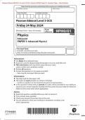 Pearson Edexcel 9PH0/01 A Level 3 GCE In Physics (9PH0) Paper 01: Advanced Physics I Merged Question Paper + Mark Scheme