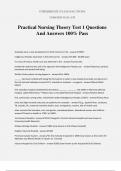 Practical Nursing Theory Test 1 Questions And Answers 100% Pass